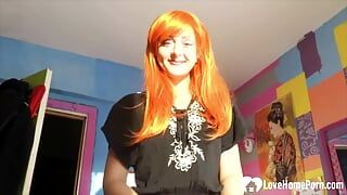 Redhead cosplayer has fun with my hard cock