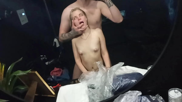 18 yo teen First time fuck in a Mall little skiny student