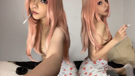 Egirl smoking on step dad, her human ashtray (ask me for full vid)