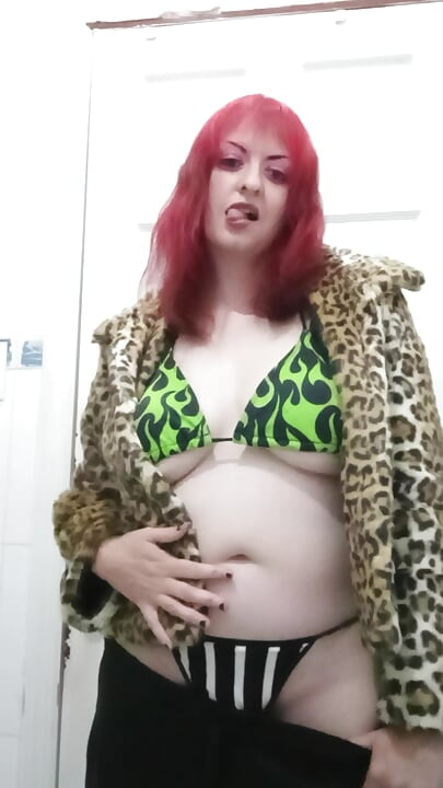 Horny crab girl flashes tits in bathroom