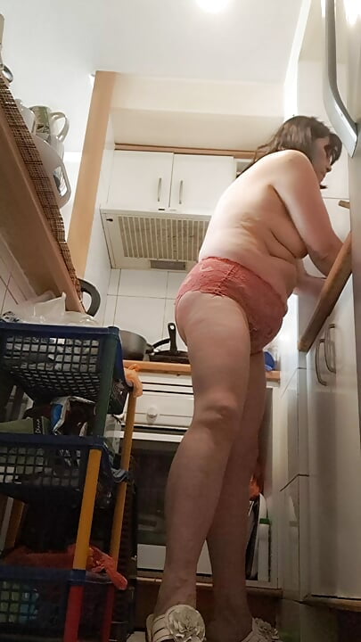 cooking in thongs for my stepson