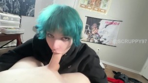 Emo Girl Uses Throat and Huge Tits to Milk Big Dick and Gets Facial