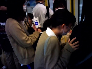 Japanese schoolgirl upskirt in public